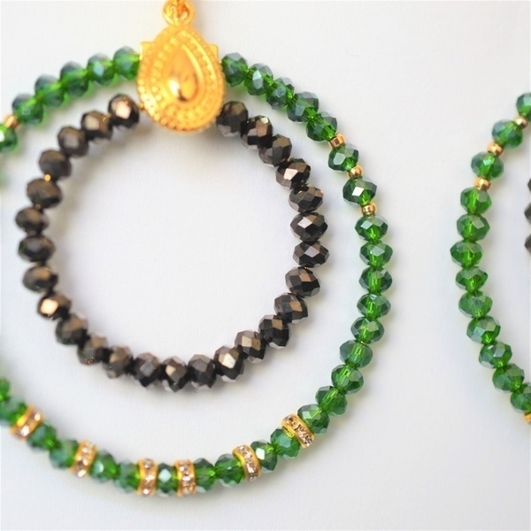 Σκουλαρίκια rings / Green / crystal metallic S3303 - κρύσταλλα, χειροποίητα σκουλαρίκια με πέρλε, πέτρες, χάντρες, ethnic, κρεμαστά, μεγάλα, έλληνες σχεδιαστές - 2