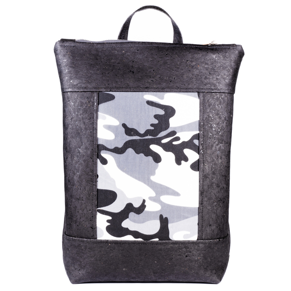 Τσάντα από Φελλό και Ύφασμα " Black and Gray Multibag " - ύφασμα, μοναδικό, πλάτης, σακίδια πλάτης, κορδόνια, χειροποίητα, αξεσουάρ, must αξεσουάρ, unique, φελλός, μεταλλικά στοιχεία