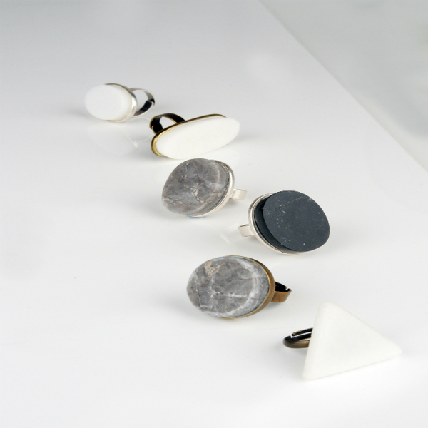 B R O W N Marble Ring-Χειροποίητο Δαχτυλίδι από Ελληνικό Μάρμαρο! - κόσμημα, δαχτυλίδι, minimal, χειροποίητα, unique, accessories, fashion, vintage, δώρα για γυναίκες, gift idea, αυξομειούμενα, μπρούντζος, γεωμετρικά σχέδια, μεγάλα, φθηνά, boho, boho - 4