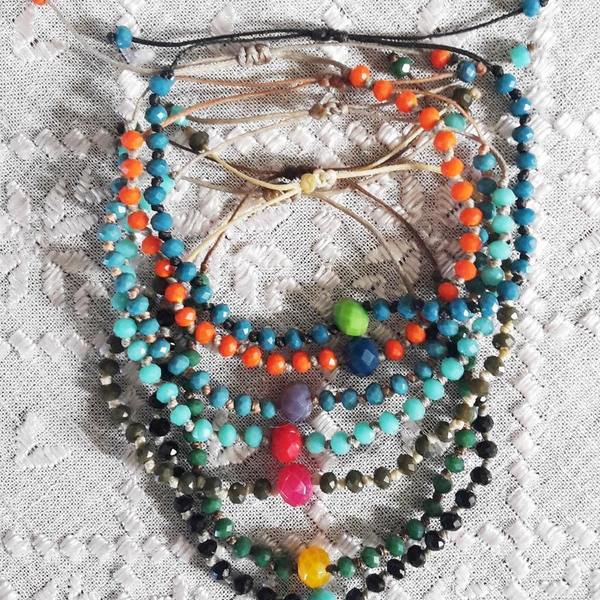 Βραχιόλι "Simple love" - bracelet - chic, handmade, fashion, χρωματιστό, κερωμένα κορδόνια, γυναικεία, κρύσταλλα, customized, βραχιόλι, βραχιόλια, κορδόνια, χειροποίητα, χάντρες, boho, ethnic, αυξομειούμενα