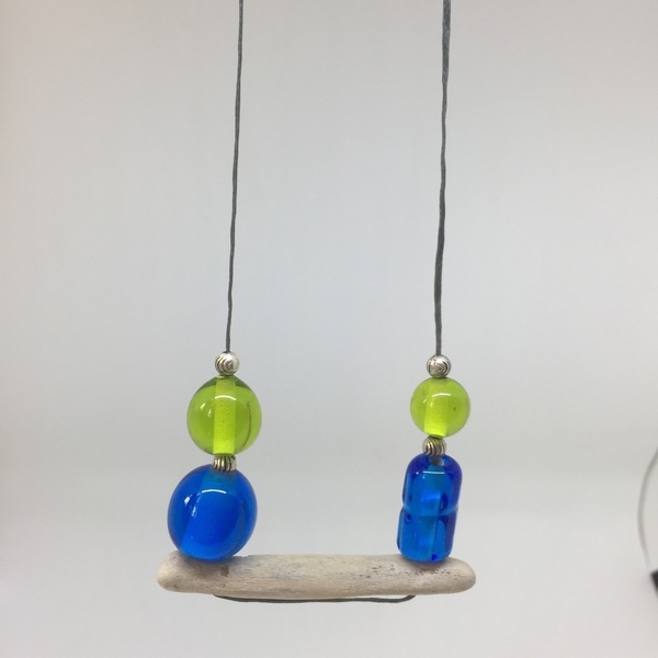Mood Swings 2 Necklace - ξύλο, γυαλί, κορδόνια, χειροποίητα, χάντρες, μεταλλικά στοιχεία