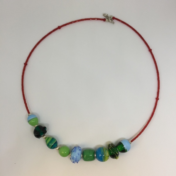 Amazon Jungle Necklace - γυαλί, χειροποίητα, χάντρες, μεταλλικά στοιχεία - 3