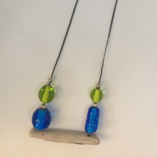 Mood Swings 2 Necklace - ξύλο, γυαλί, κορδόνια, χειροποίητα, χάντρες, μεταλλικά στοιχεία - 2