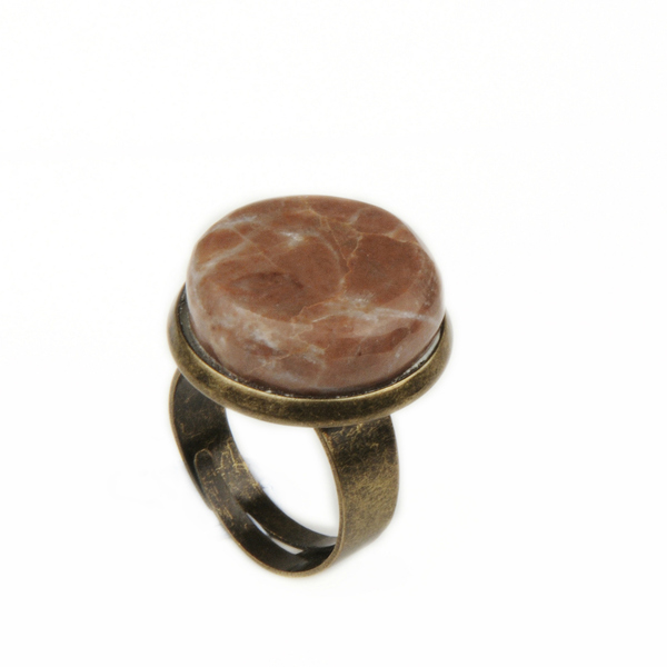 B R O W N Marble Ring-Χειροποίητο Δαχτυλίδι από Ελληνικό Μάρμαρο! - κόσμημα, δαχτυλίδι, minimal, χειροποίητα, unique, accessories, fashion, vintage, δώρα για γυναίκες, gift idea, αυξομειούμενα, μπρούντζος, γεωμετρικά σχέδια, μεγάλα, φθηνά, boho, boho - 2