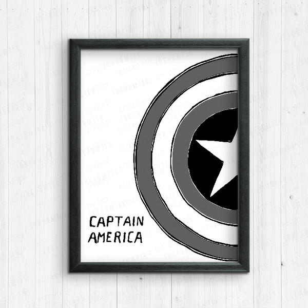 Captain America - Διακοσμητικές εκτυπώσεις - εκτύπωση, πίνακες & κάδρα, αγόρι, χαρτί, παιδικό δωμάτιο, σούπερ ήρωες, παιδικά κάδρα
