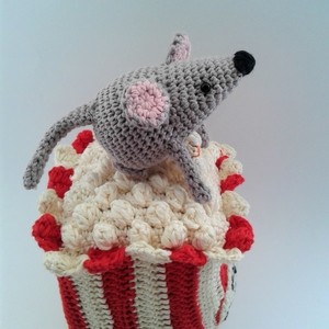 Πλεκτή κούκλα Ποντίκι - The pop corn thief amigurumi - crochet, λούτρινα, βαμβακερό νήμα, amigurumi, κούκλες - 2