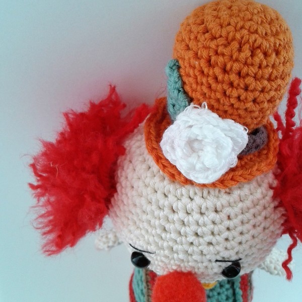 Πλεκτή κούκλα Κλόουν - Amigurumi clown - πλεκτό, crochet, λούτρινα, βαμβακερό νήμα, amigurumi, κούκλες - 3