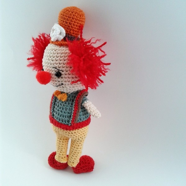 Πλεκτή κούκλα Κλόουν - Amigurumi clown - πλεκτό, crochet, λούτρινα, βαμβακερό νήμα, amigurumi, κούκλες - 4