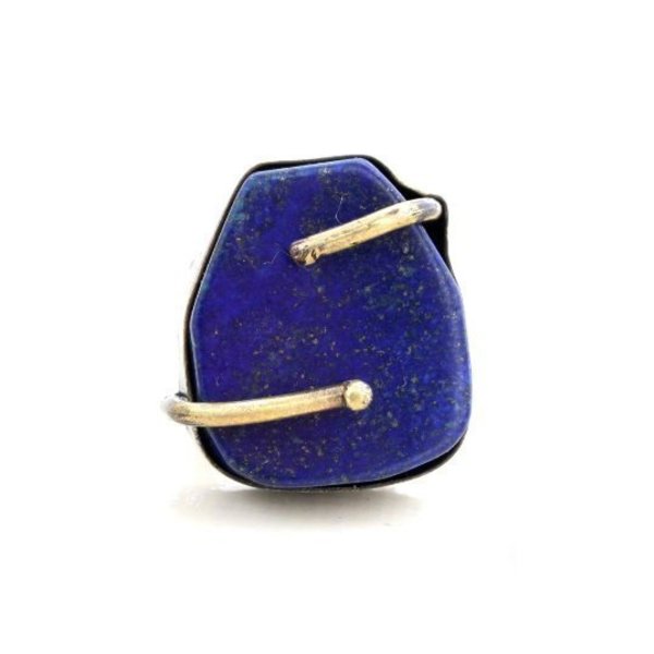 Δαχτυλίδι με μεγάλη πέτρα Λάπις Χρυσόκολλα - μπλε, statement, ημιπολύτιμες πέτρες, ορείχαλκος, χαλκός, δαχτυλίδι, boho, επέτειος, μεγάλα - 2