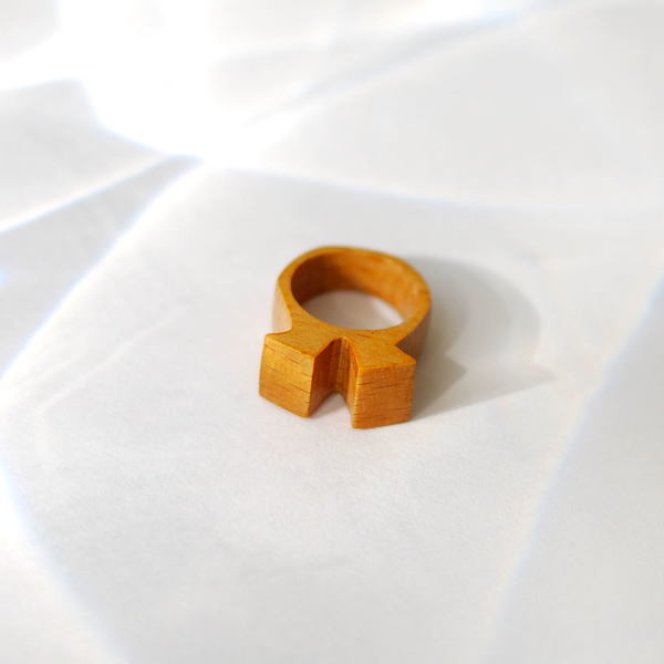 geometric wood ring - statement, ξύλο, ξύλο, μοναδικό, γεωμετρικά σχέδια, χειροποίητα, minimal, σταθερά - 2