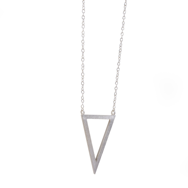 Γυναικείο κολιέ με γεωμετρικό τρίγωνο - chic, ορείχαλκος, ασήμι 925, μακρύ, επάργυρα, γεωμετρικά σχέδια, μακριά, minimal