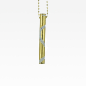 Μακρύ χρυσό κολιέ κάθετος κύλινδρος με τσιμέντο και ασημένια αλυσίδα - ορείχαλκος, ασήμι 925, μακρύ, τσιμέντο, τσιμέντο, minimal, contemporary