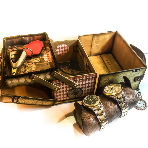 αντρικό κουτί ρολογιών - vintage, ρολόι, χαρτί, δώρο, κουτί, αγάπη, μέταλλο, δώρα, γενέθλια, δώρα για άντρες, πρωτότυπα δώρα, κουτιά αποθήκευσης - 3