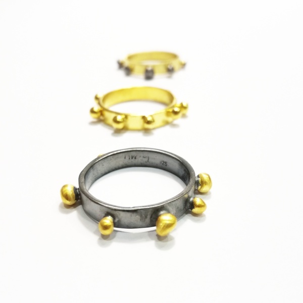Δαχτυλίδι Σποράκια Φαρδύ - μοντέρνο, επιχρυσωμένα, επιχρυσωμένα, ασήμι 925, ασήμι 925, χειροποίητα, minimal, βεράκια, μικρά