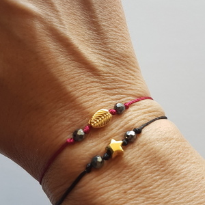 Βραχιόλι με αστεράκι ή φύλλο - chic, charms, αστέρι, αιματίτης, μέταλλο, κορδόνια, χειροποίητα, φύλλο, romantic, minimal, μακραμέ κούμπωμα, αυξομειούμενα, φθηνά - 3