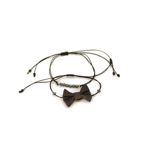 Starlight Bow Bracelets Set - ημιπολύτιμες πέτρες, ύφασμα, φιόγκος, charms, αστέρι, αιματίτης, χειροποίητα, romantic, σετ, αυξομειούμενα, σετ κοσμημάτων