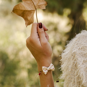 Red Polka Bow Bracelet - ύφασμα, φιόγκος, charms, ιδιαίτερο, πουά, χειροποίητα, set, romantic, σετ, αυξομειούμενα, φθηνά - 4