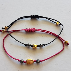 Βραχιόλι με αστεράκι ή φύλλο - chic, charms, αστέρι, αιματίτης, μέταλλο, κορδόνια, χειροποίητα, φύλλο, romantic, minimal, μακραμέ κούμπωμα, αυξομειούμενα, φθηνά