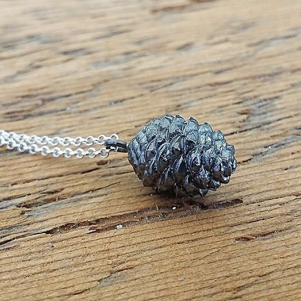 Pine Cone pendant-Μενταγιόν Κουκουνάρι Από Ασήμι 925 - ασήμι, αλυσίδες, επιχρυσωμένα, επιχρυσωμένα, ασήμι 925, ασήμι 925, χειροποίητα - 3
