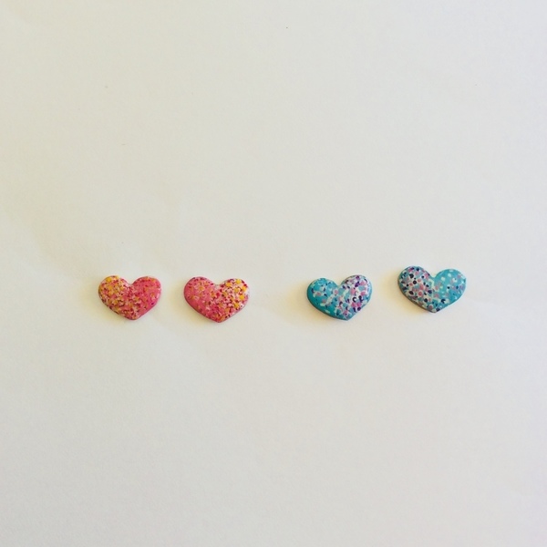 Ασημένια σκουλαρίκια - Πολύχρωμες Καρδούλες - ασήμι, χρωματιστό, design, μοναδικό, μοντέρνο, γυναικεία, ασήμι 925, καρδιά, αγάπη, σκουλαρίκια, χειροποίητα, minimal, καρφωτά, δώρα για γυναίκες - 4