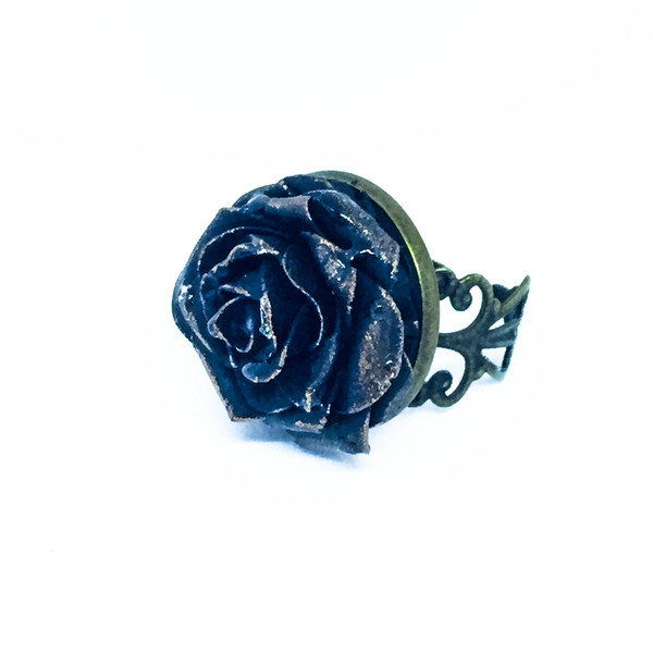 δαχτυλίδι τριαντάφυλλο - μοναδικό, γυναικεία, τριαντάφυλλο, πηλός, δαχτυλίδι, δαχτυλίδια, χειροποίητα, δωράκι, μεταλλικό, αυξομειούμενα, δώρα για γυναίκες - 3