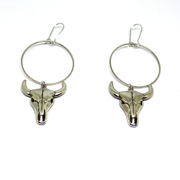 Σκουλαρίκια κρεμαστά με ταύρους - μοντέρνο, ορείχαλκος, ορείχαλκος, σκουλαρίκια, κρίκοι