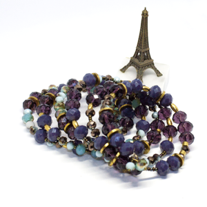 Φαρδύ πολύσειρο βραχιόλι - statement, handmade, βραδυνά, κρύσταλλα, σύρμα, χειροποίητα, χάντρες, must αξεσουάρ, απόλυτο αξεσουάρ, unique, ευκολοφόρετο, κομψό, all season, πολύσειρα, αυξομειούμενα - 3