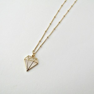 Κολιέ με επίχρυση αλυσίδα και charm διαμάντι - charms, μοντέρνο, γυναικεία, επιχρυσωμένα, κορίτσι, δώρο, κολιέ, για όλες τις ώρες, μακριά, καθημερινό, all day, minimal, επίχρυσα στοιχεία, κρεμαστά στοιχεία, φθηνά - 3