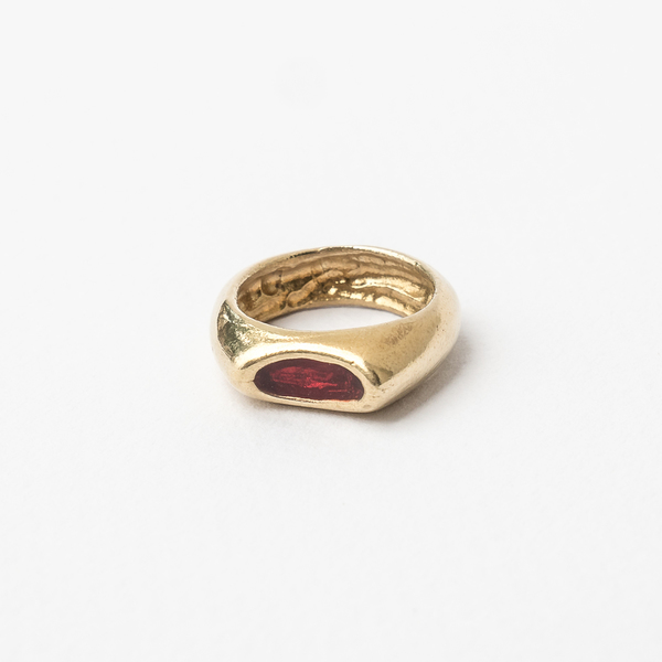 Ασύμμετρο μίνιμαλ δαχτυλίδι με χρώμα. - γυαλί, δαχτυλίδι, δαχτυλίδια, minimal, μπρούντζος, επέτειος - 2