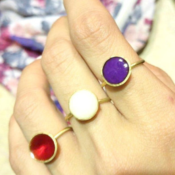 Αυξομειούμενο δαχτυλίδι σταγόνα με χρώμα "Color trap" - γυαλί, δαχτυλίδια, minimal, μπρούντζος, αυξομειούμενα - 3
