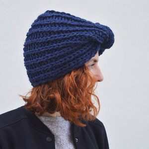 Χειροποίητο knitted τουρμπάνι BLUE - μαλλί, πλεκτό, στυλ, χειροποίητα, καπέλα, τουρμπάνι, turban, σκουφάκια - 3