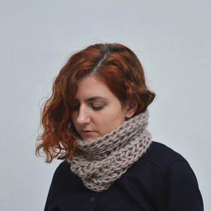 Χειροποίητος knitted μάλλινος λαιμός SAND - μαλλί, κασκόλ, χειροποίητα, λαιμοί - 2