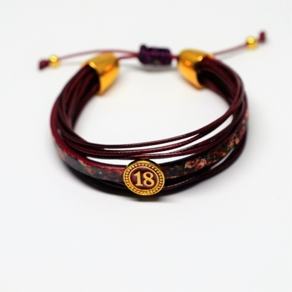 Βραχιόλι 2018 Leather Rosewood/floral/Rose Gold V1562 - δέρμα, βραχιόλι, bracelet