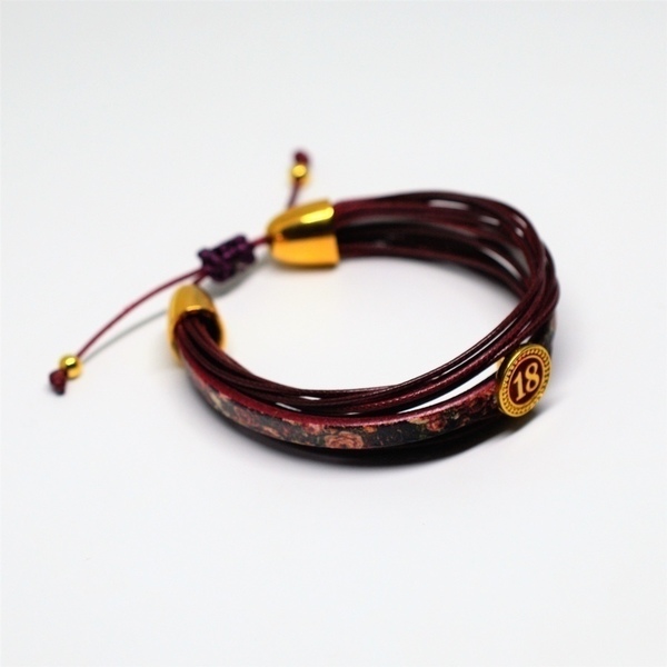 Βραχιόλι 2018 Leather Rosewood/floral/Rose Gold V1562 - δέρμα, βραχιόλι, bracelet - 2