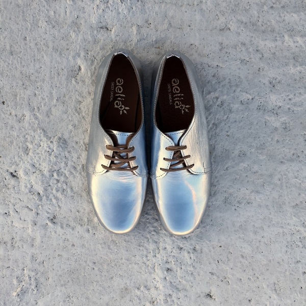 silver oxford shoes - ύφασμα, ασημί, φλατ, δώρα για γυναίκες - 3