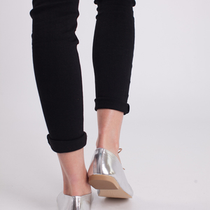 silver oxford shoes - ύφασμα, ασημί, φλατ, δώρα για γυναίκες - 2
