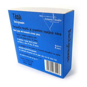 Τάβλι με κεραμικά πιόνια σε χάρτινο κουτί (12 x 12 x 4 cm) - ύφασμα, χαρτί, κουτί, κεραμικό, χειροποίητα, επιτραπέζια - 4