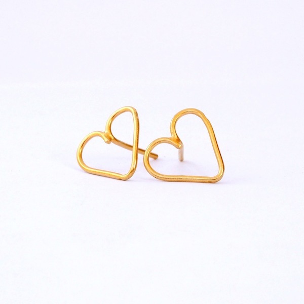 Καρδιες σκουλαρικια - επιχρυσωμένα, επιχρυσωμένα, ασήμι 925, καρδιά, σκουλαρίκια, minimal, καρφωτά - 3
