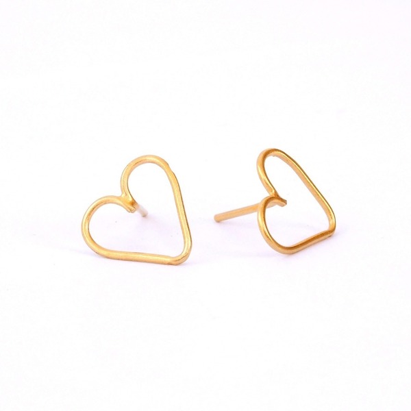 Καρδιες σκουλαρικια - επιχρυσωμένα, επιχρυσωμένα, ασήμι 925, καρδιά, σκουλαρίκια, minimal, καρφωτά - 2