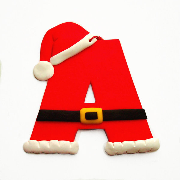 Χριστουγεννιάτικο στολίδι γράμμα Άγιος Βασίλης - χειροποίητα, χριστουγεννιάτικο, όνομα - μονόγραμμα, παιδί, αγόρι, κορίτσι, πηλός, άγιος βασίλης, personalised, στολίδι δέντρου, κεραμικό, στολίδια, προσωποποιημένα