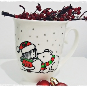 Χριστουγεννιάτικη κούπα "Happy Holidays" - ζωγραφισμένα στο χέρι, ιδιαίτερο, χειροποίητα, πορσελάνη, δωράκι, χριστουγεννιάτικο, unique, χριστουγεννιάτικα δώρα, κούπες & φλυτζάνια - 3