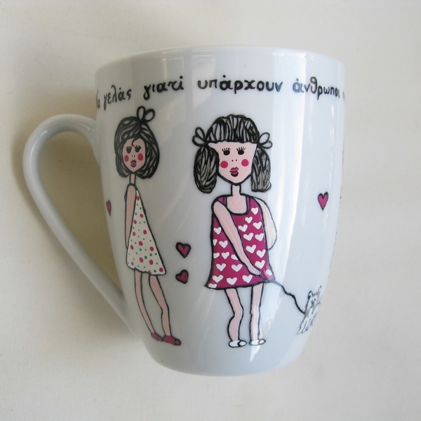Κούπα-mug - ζωγραφισμένα στο χέρι, μοναδικό, γυναικεία, κορίτσι, δώρο, χειροποίητα, πορσελάνη, πορσελάνη, romantic, γενέθλια, για εκείνη, κούπες & φλυτζάνια