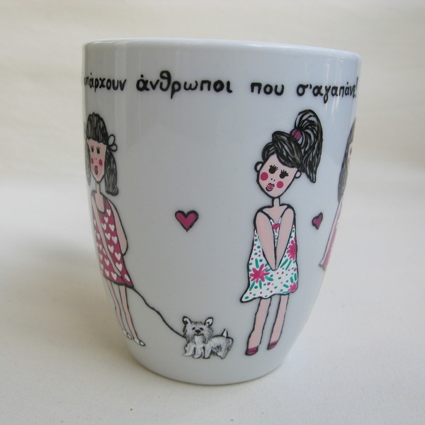 Κούπα-mug - ζωγραφισμένα στο χέρι, μοναδικό, γυναικεία, κορίτσι, δώρο, χειροποίητα, πορσελάνη, πορσελάνη, romantic, γενέθλια, για εκείνη, κούπες & φλυτζάνια - 3