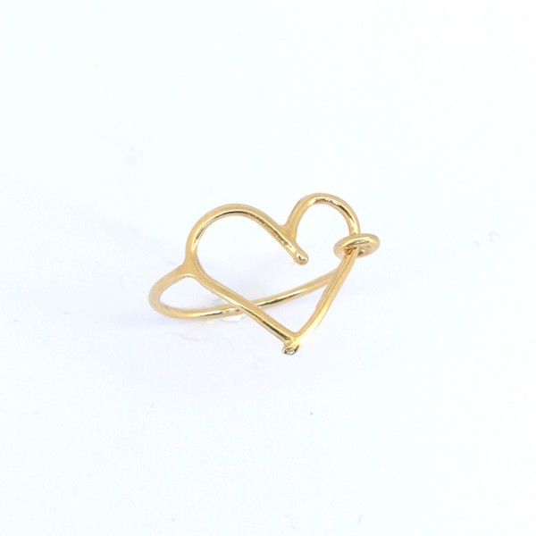 Καρδιά Δαχτυλίδι - ασήμι, ασημί, επιχρυσωμένα, επιχρυσωμένα, χρυσό, ασήμι 925, καρδιά, δαχτυλίδι - 2