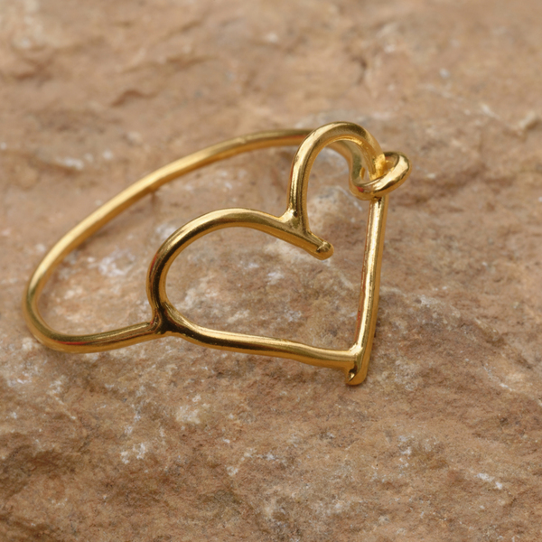 Καρδιά Δαχτυλίδι - ασήμι, ασημί, επιχρυσωμένα, επιχρυσωμένα, χρυσό, ασήμι 925, καρδιά, δαχτυλίδι - 3