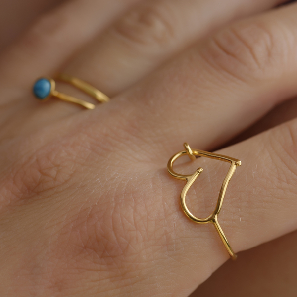 Καρδιά Δαχτυλίδι - ασήμι, ασημί, επιχρυσωμένα, επιχρυσωμένα, χρυσό, ασήμι 925, καρδιά, δαχτυλίδι - 4