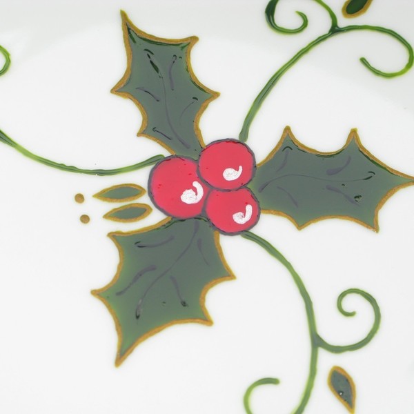 Πιάτο φαγητού 27εκ - ζωγραφισμένα στο χέρι, μοναδικό, δώρο, χειροποίητα, πορσελάνη, πορσελάνη, σετ, χριστουγεννιάτικο, διακοσμητικά, χριστουγεννιάτικα δώρα - 2