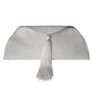 Πλεκτό clutch χειρός με φούντα και folding - clutch, crochet, τσάντα, πλεκτές τσάντες