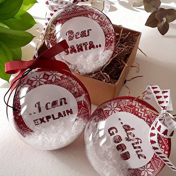 Χριστουγεννιάτικη μπάλα "Dear Santa" - δώρο, διακόσμηση, χειροποίητα, δωράκι, χριστουγεννιάτικο, μπάλες - 3