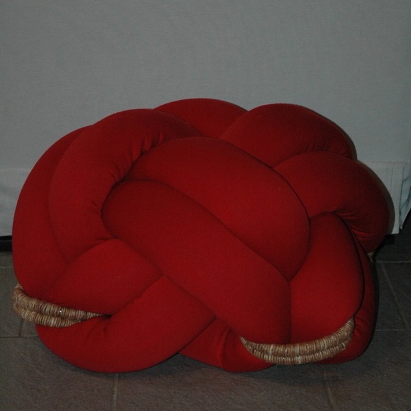 Μοντέρνο Χειροποίτητο Μαξιλάρι Κάθισμα Δαπέδου Πούφ απο Ύφασμα - Κόκκινο - βαμβάκι, μαξιλάρια - 5